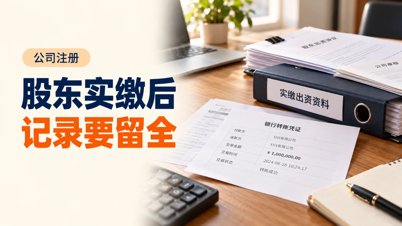 股东实缴注册资本，转账后还要留哪些记录？